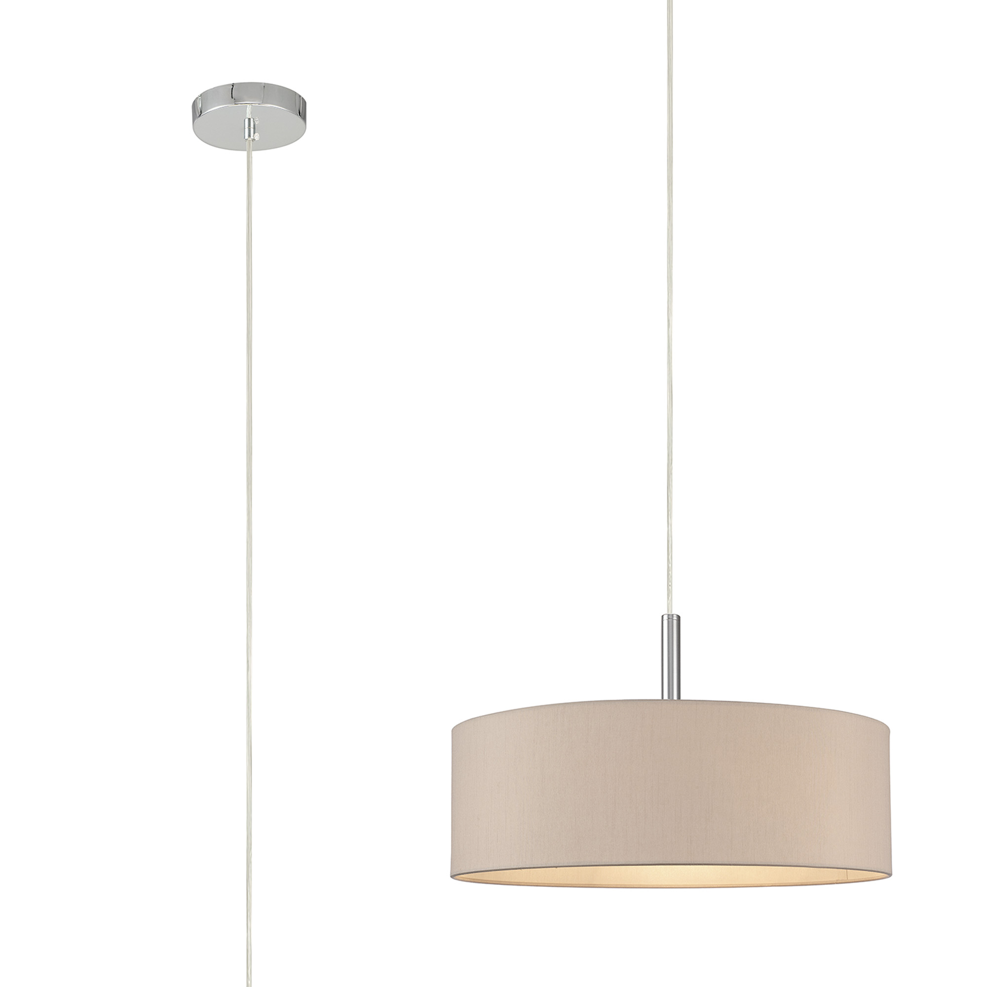 DK0729  Baymont 45cm 5 Light Pendant Polished Chrome, Nude Beige/Moonlight